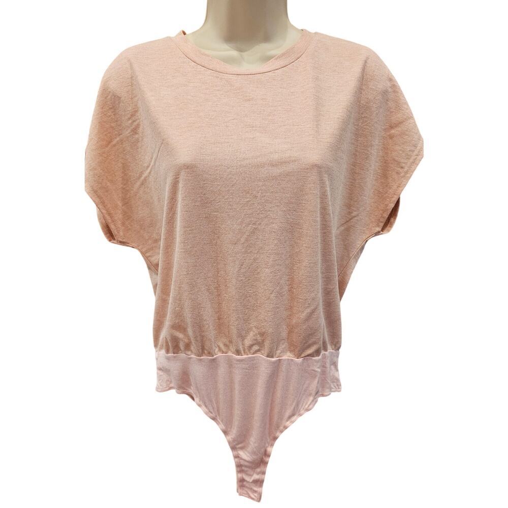 NWT Blush Pink Short Sleeve Heyson Bodysuit L Batwing casual relaxed fit career